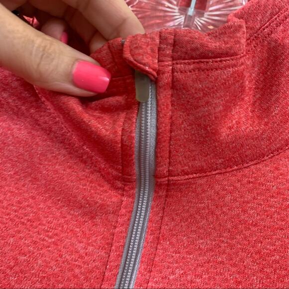 Nike Dri-Fit Red Zip-Up Jacket Gray Trim Detail - Picture 2 of 12